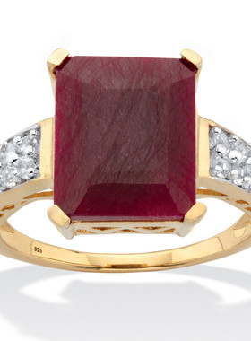 红宝石托帕石925银镀14k金鸡尾酒