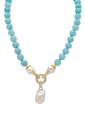 亚马逊石立方氧化锆珍珠可拆项坠