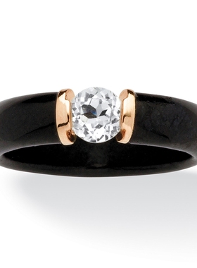 白色托帕石复古女士戒指