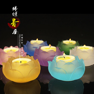 正宗古法琉璃莲花烛台灯座供灯蜡烛家用烛台摆件