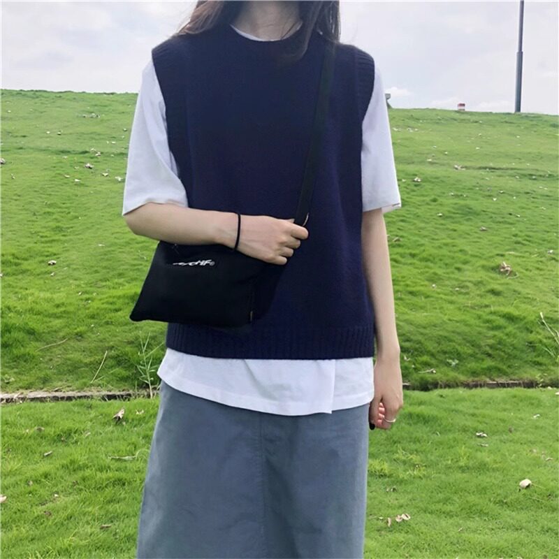 2025新款小背心针织马甲女套头韩版圆领毛衣外穿百搭毛线坎肩外搭