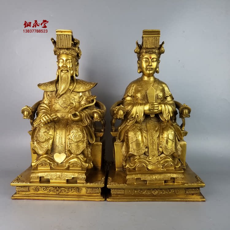 铜玉帝王母玉皇大帝王母铜像铜雕黄铜铸造工艺摆件定做 - 实物图