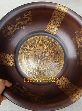 手工复古中式风结婚黄铜盆