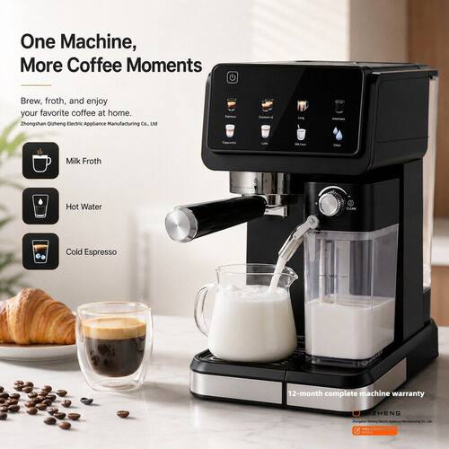 小型半自动家用Espresso Machine意式咖啡机20Bar咖啡機奶泡外贸