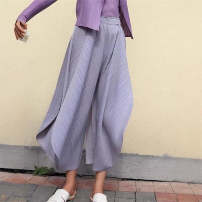 摆阔腿裤弹力松紧高级感休闲裤女