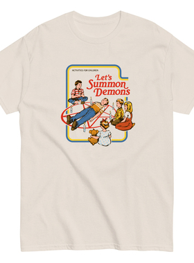 Let's Summon Demons插画创意趣味美式复古短袖bf男女情侣T恤纯棉