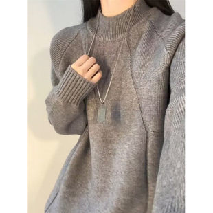 MY秋冬季半高领毛衣男女新款简约针织打底衫加厚保暖中领毛线衣