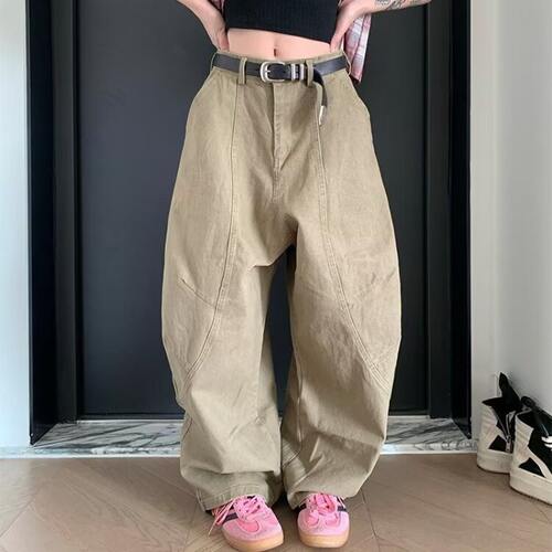 美式拼接解构阔腿工装裤男女休闲