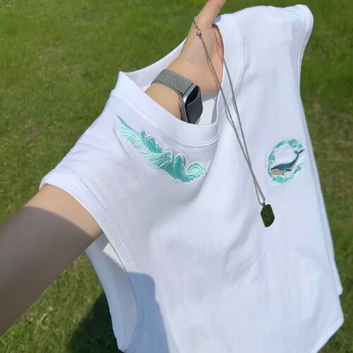夏季时尚刺绣情侣背心坎肩上衣男