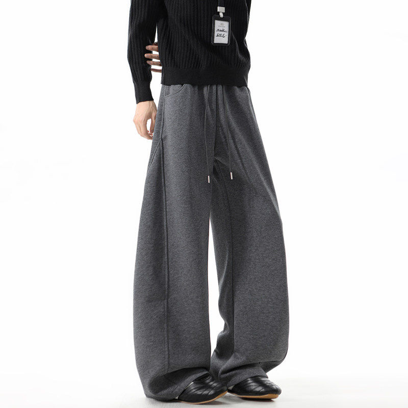 MY秋冬季休闲裤纯色情侣弯刀阔腿加绒保暖卫裤宽松运动百搭长裤子,男装,休闲裤,淘宝优惠券,粉丝福利购,淘宝优惠卷