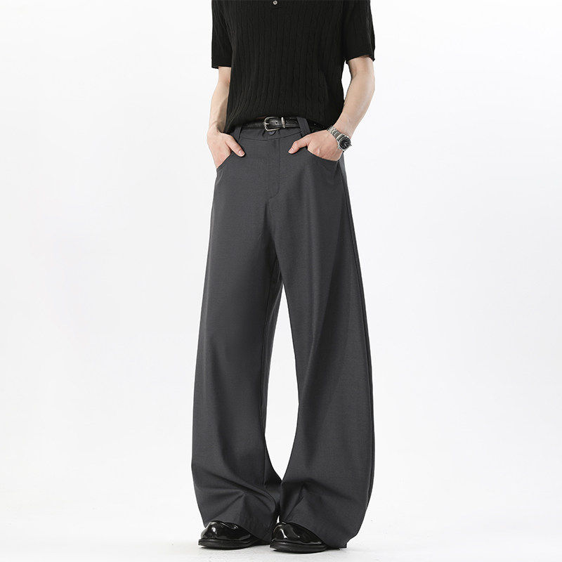 MY春季新款宽松休闲裤子男士大码垂感拉链直筒裤美式廓形弯刀西裤,男装,休闲裤,淘宝优惠券,粉丝福利购,淘宝优惠卷