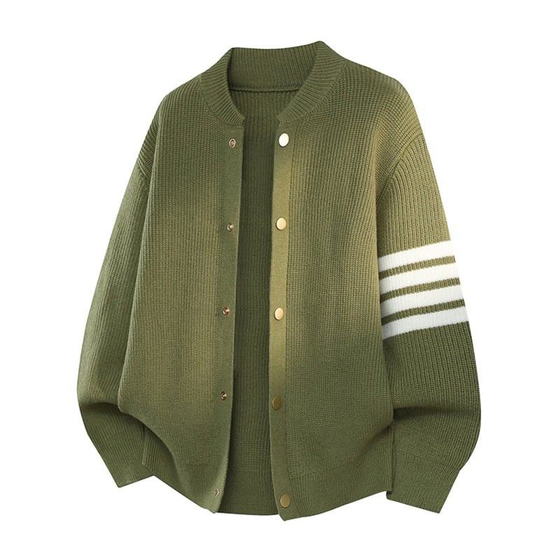 秋季慵懒风针织开衫棒球服男情侣