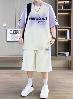夏季时尚情侣短袖短裤两件套男女