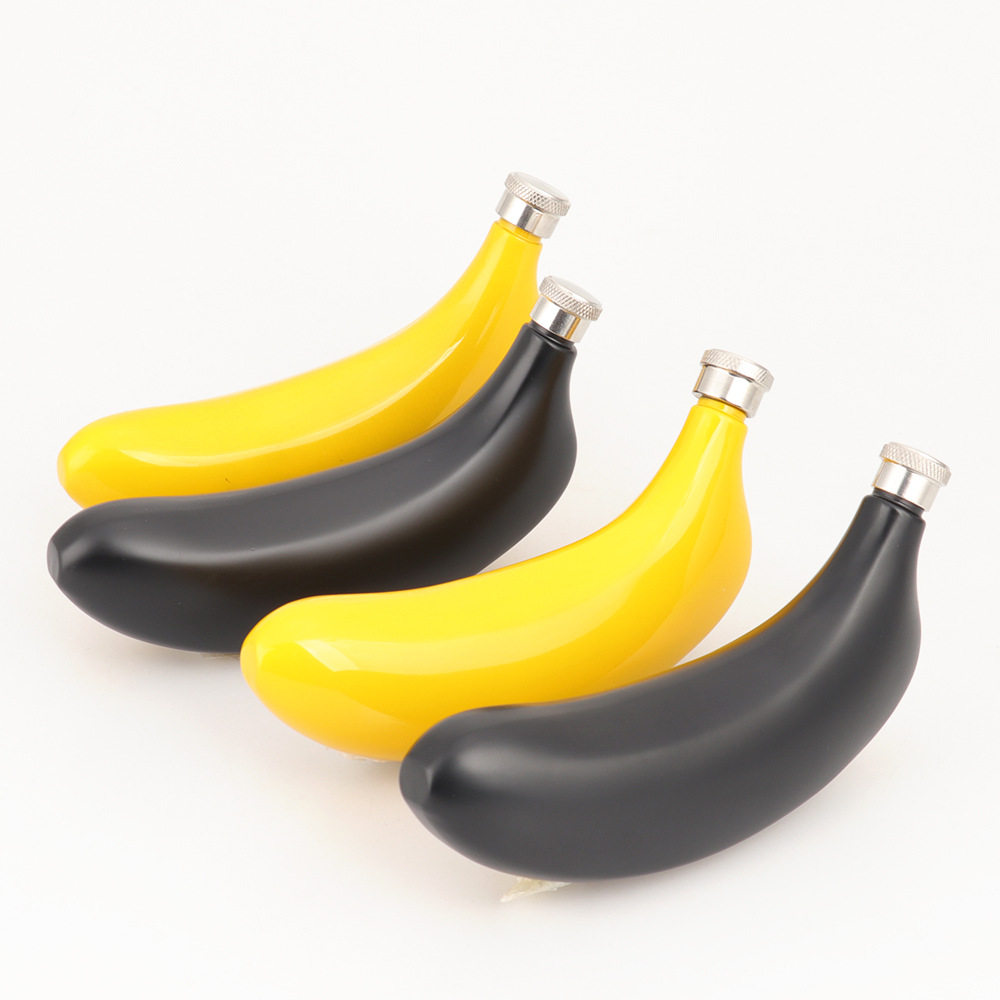 现货不锈钢5oz香蕉酒壶户外便携3两小酒壶精美礼品水壶跨境专供