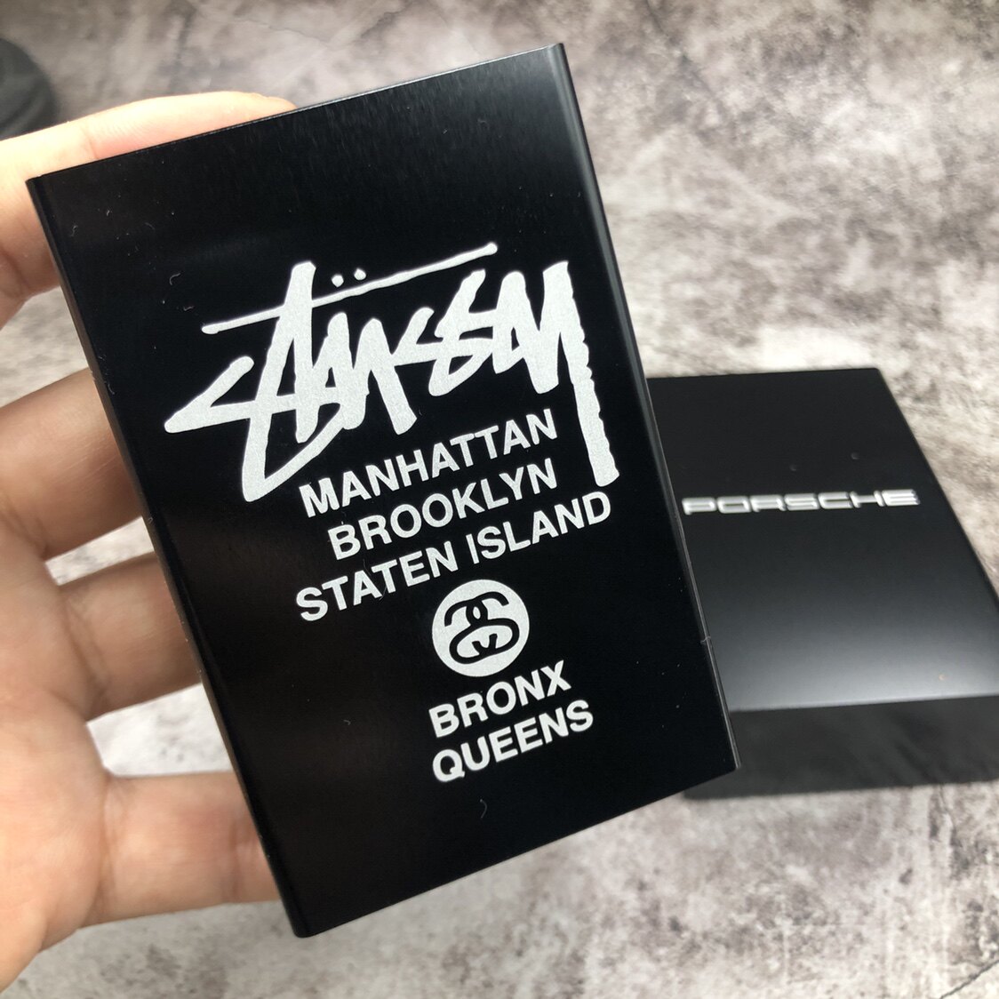 潮牌周边装烟盒子 黑色保时捷stussy 男士女士20支装礼物盒子