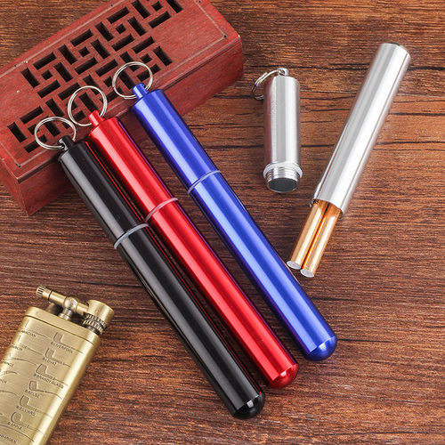 2支装金属细支烟盒烟筒男女士便携烟盒创意防水密封储烟管加长