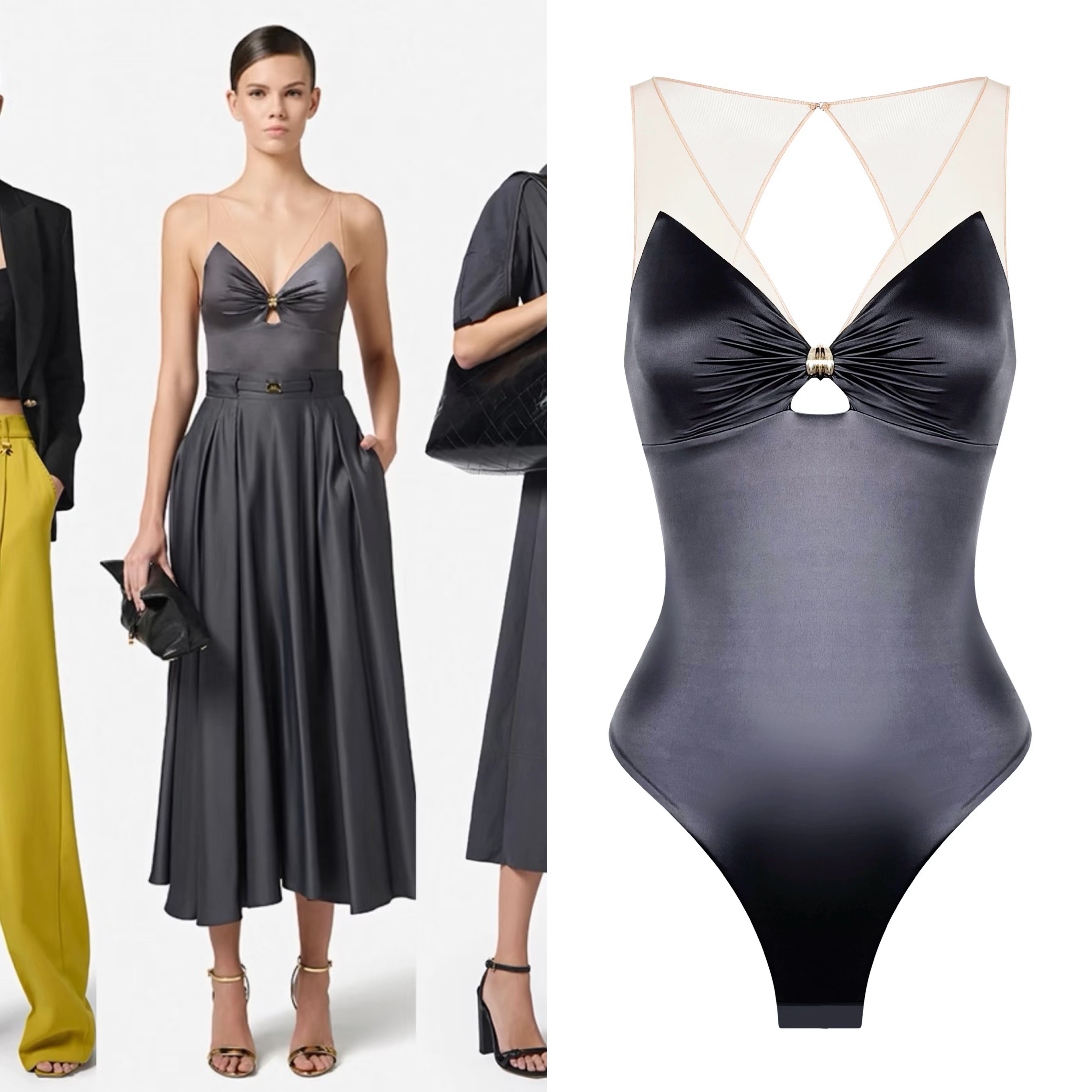 雪绿【 意式贵女】一套网纱背心上衣中长裙 轻奢小众女绝美巨好看