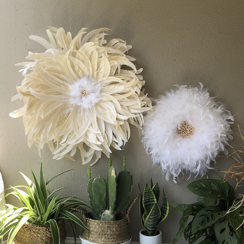 迷雾|北欧羽毛墙饰创意玄关轻奢挂件客厅床头样板房民宿立体装饰