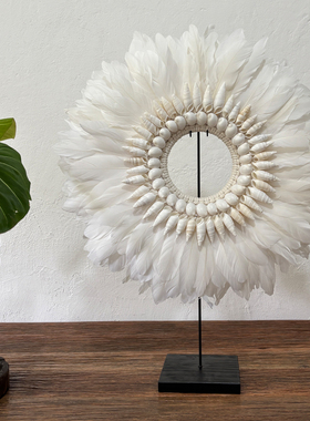 北欧风手工羽毛贝壳摆件