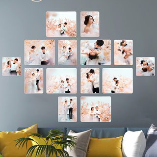 客厅装饰照片墙水晶婚纱照放大相框挂墙组合沙发相册背景墙定制作