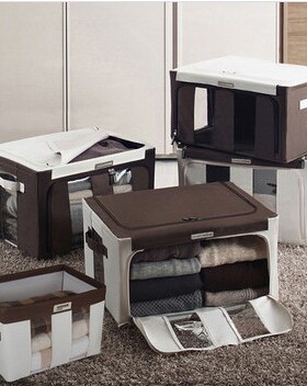 大号防水铁架收纳箱玩具箱子衣物整理箱被子储物箱牛津布可视钢架