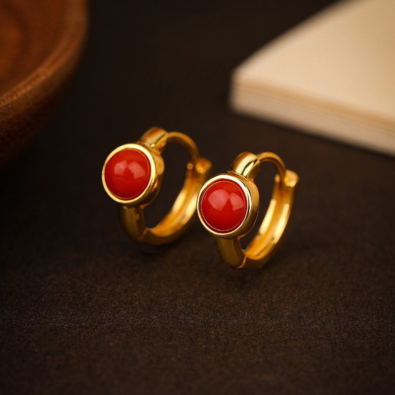 玛瑙耳钉女简约蛋面925银法式复古耳圈耳扣耳环,饰品/流行首饰/时尚饰品新,耳环,淘宝优惠券,粉丝福利购,淘宝优惠卷