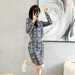 时尚休闲套装女2022秋冬季新品洋气减龄显瘦半身裙针织两件套装裙