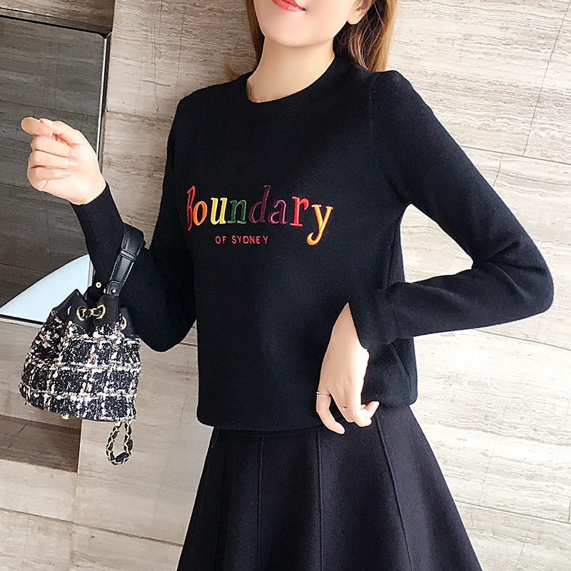 2022秋冬装圆领显瘦毛衣女韩版针织衫打底衫刺绣长袖线衣上衣套头,女装/女士精品,毛针织衫,淘宝优惠券,粉丝福利购,淘宝优惠卷