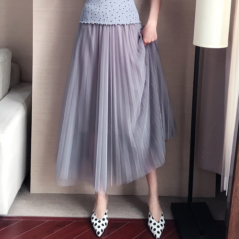 超仙网纱裙子纱裙女半身裙夏季新款chic温柔长裙很仙的抖音仙女裙