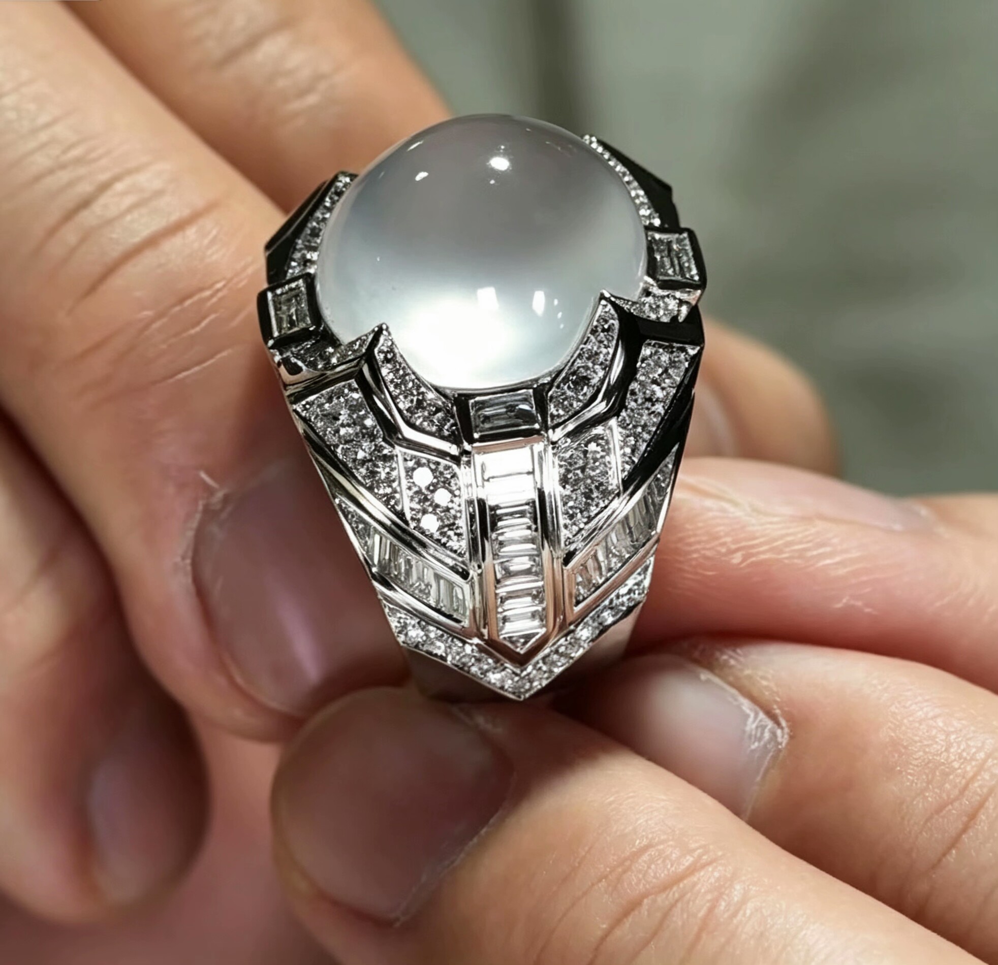 男戒 Custom Jewelry 18K金/925 Silver镶嵌Jadeite翡翠彩宝