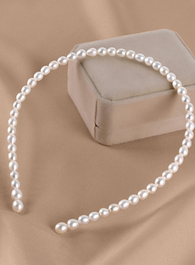 丹姐饰品天然淡水珍珠发箍手作米珠简约复古气质发夹发饰FG001