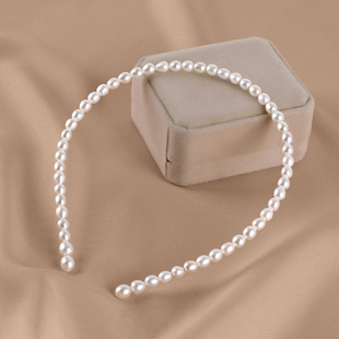 丹姐饰品天然淡水珍珠发箍手作米珠简约复古气质发夹发饰FG001