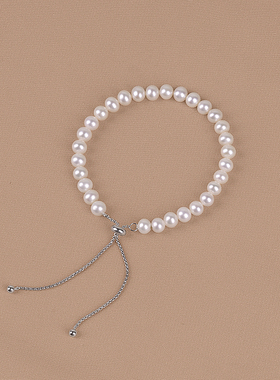 丹姐近正圆强光天然淡水珍珠手链女925纯银高级感送朋友礼物SL021