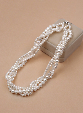 丹姐饰品925银闺蜜天然淡水珍珠项链女百搭时尚多层大气短链XL005