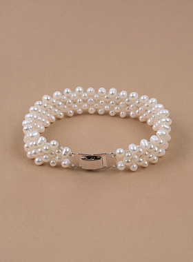 丹姐饰品天然淡水珍珠手饰手工编织手链日韩风优雅首饰礼物SL005