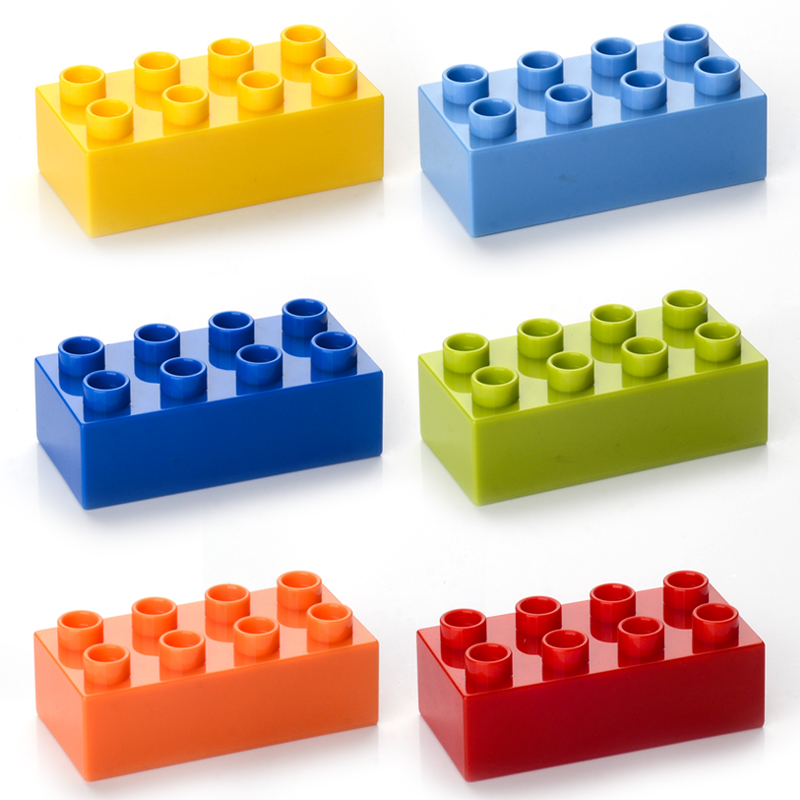 大颗粒积木基础8孔2*4厚砖拼插玩具机构教具拼装配件幼儿园