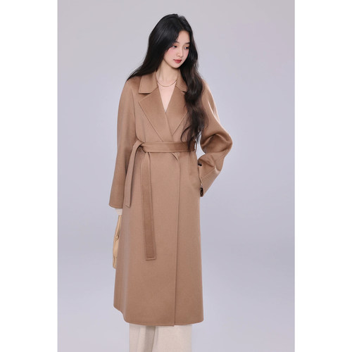 时尚高端100%山羊绒大衣女