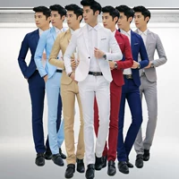 2 bộ vest, vest nam, vest mỏng, xu hướng trẻ Hàn Quốc Hàn Quốc, bốn mùa, một bộ quần áo mỏng đẹp trai - Suit phù hợp áo vest nam đẹp