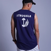 汗背心潮 全棉男士 健身背心男圆领宽松训练无袖 运动休闲健美打底衫