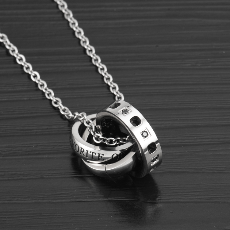 日韩风圆环挂饰男女款钛钢项链