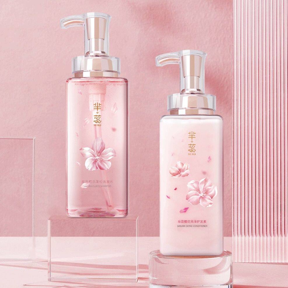 2024芈姐新款芈蕊牌樱花系列洗发水护发素500毫升柔顺蓬松