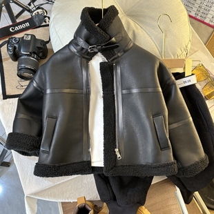 潮酷百搭宽松帅气潮款 爆款 儿童上衣 2025新款 儿童皮衣外套春秋季