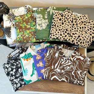 新款儿童衬衫夏季男童短袖衬衣男宝宝翻领休闲上衣夏威夷花衬衫