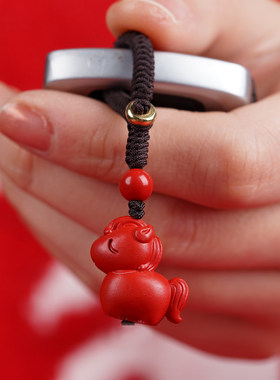 保真朱砂小马吊坠男女本命年红色钥匙扣挂件生肖马手机链新年礼物