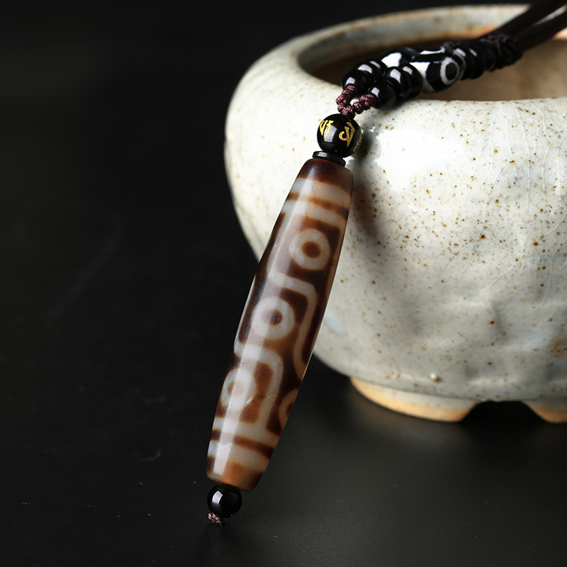 九眼天珠天然西藏真品吊坠三眼项链男士玛瑙原石女锁骨链挂件饰品