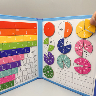 磁性分数盘演示器分子分母认知加减法运算三年级小学数学教具玩具