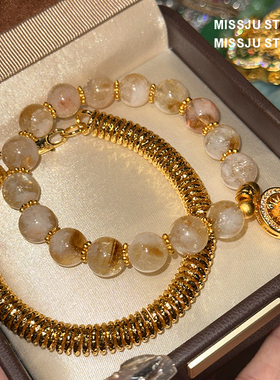 中古vintage串珠琉璃珠星芒手链高级感气质手饰小众弹簧形手饰