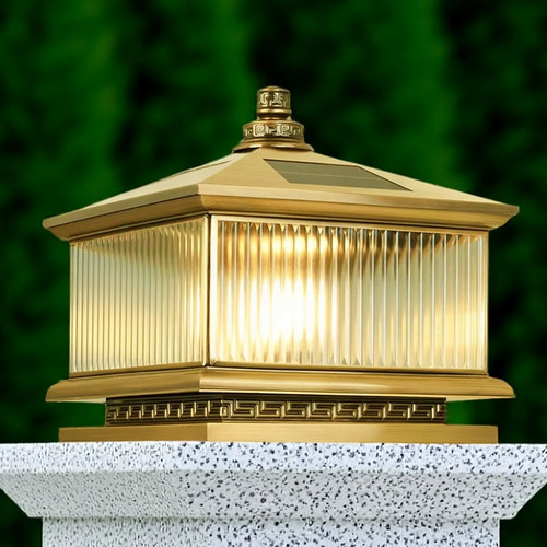 太阳能全铜柱头灯庭院灯户外防水