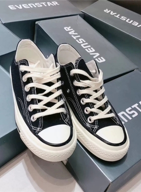韩国EVENSTAR板鞋百搭经典糖果色低帮矮帮帆布鞋男女情侣鞋复古潮