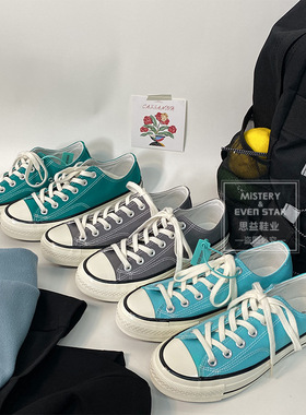 EVENSTAR帆布鞋春夏韩国梨花灰雾霾灰色低帮经典情侣板鞋百搭潮女
